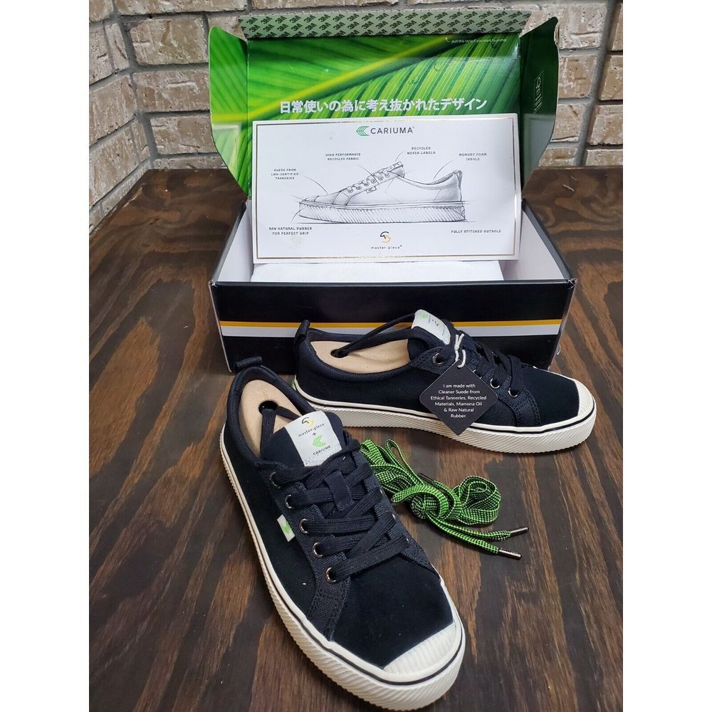 Cariuma OCA Low Master-Piece Black Sued Sneakers Women Size 8 Unisex Men 6.5 New